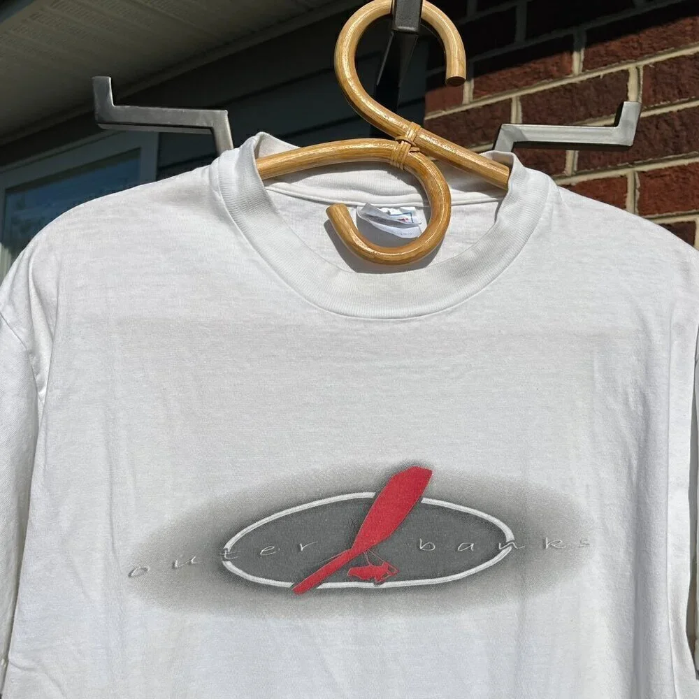 Vintage Outer Banks White Short Sleeve T-shirt Large